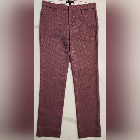 Banana Republic Sloan Burgandy Red Weave Pattern Dress Career Pants Women's 4 - Picture 1 of 12